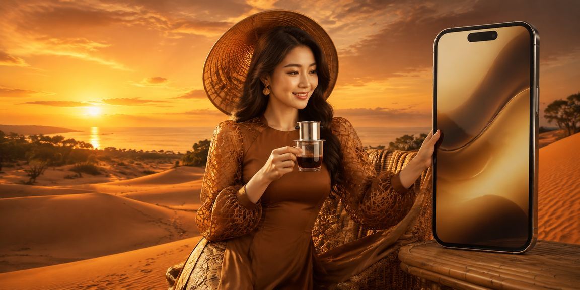 Người dùng thư giãn tại bãi biển Mũi Né và truy cập tài khoản cá cược trực tuyến